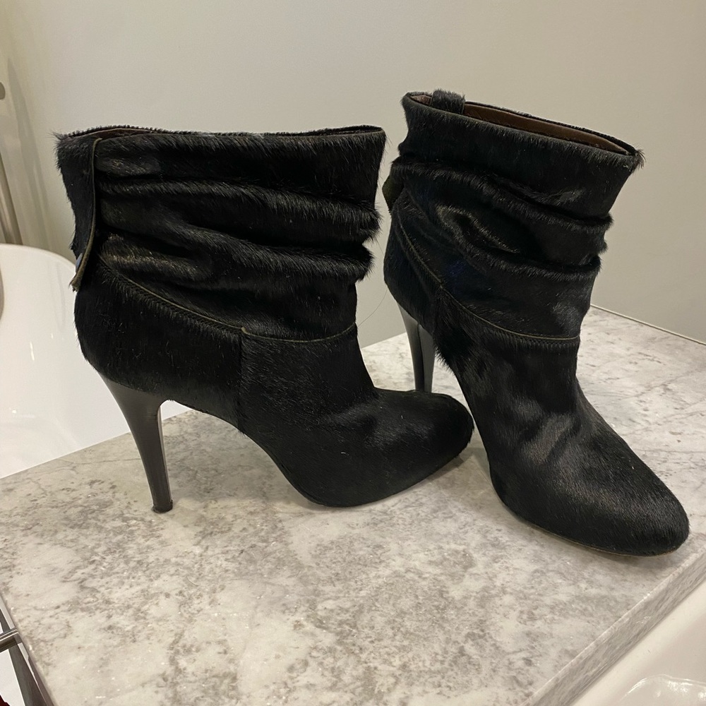 Paolo black haircalf booties
